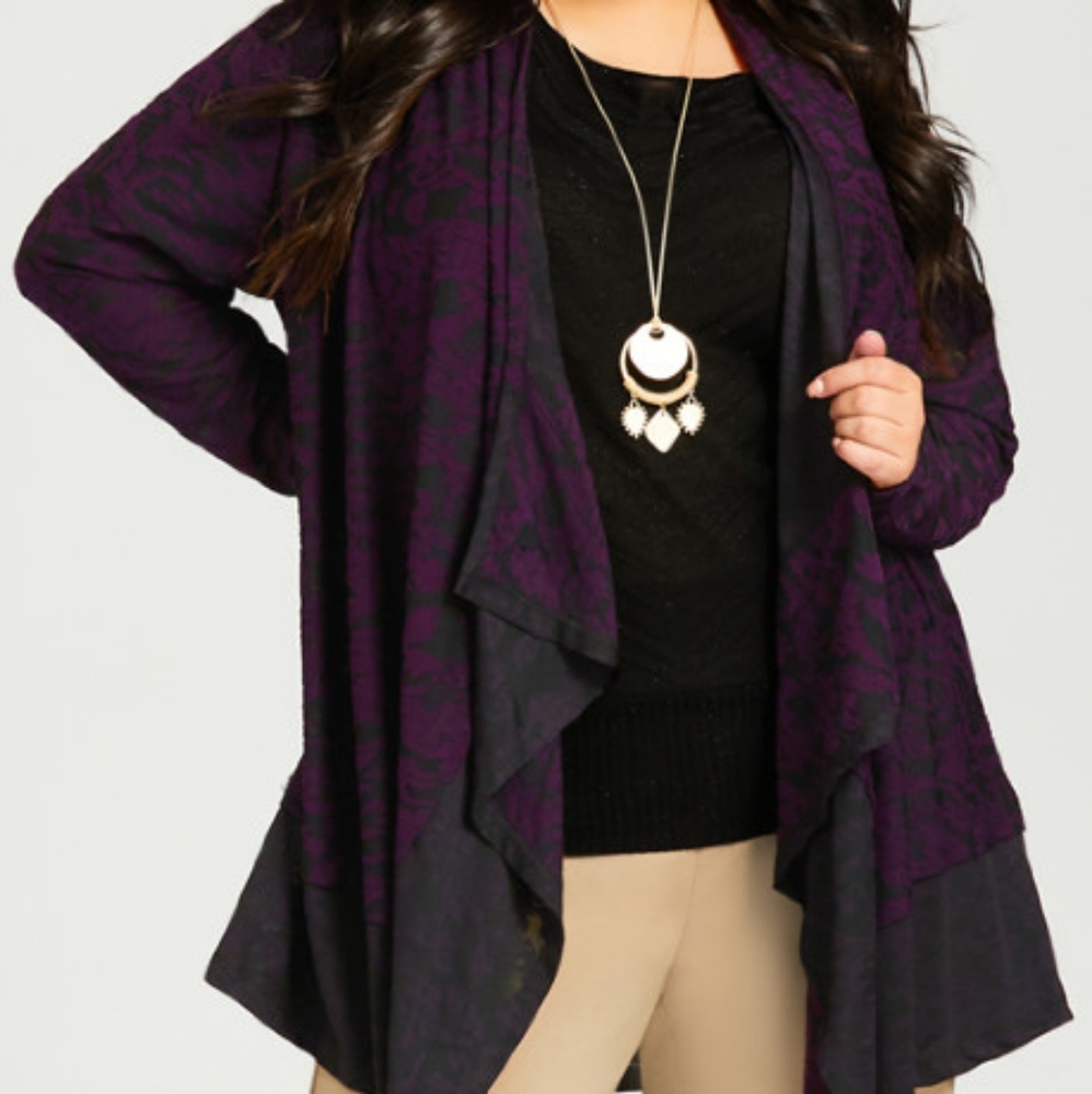 NWT Scroll Jacquard Open Cardigan